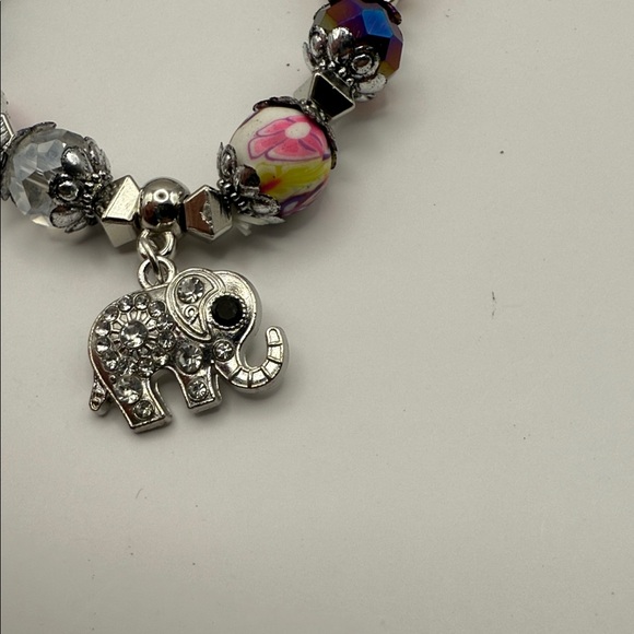 Multicolor Beaded Elephant Charm Bracelet - Picture 4 of 4